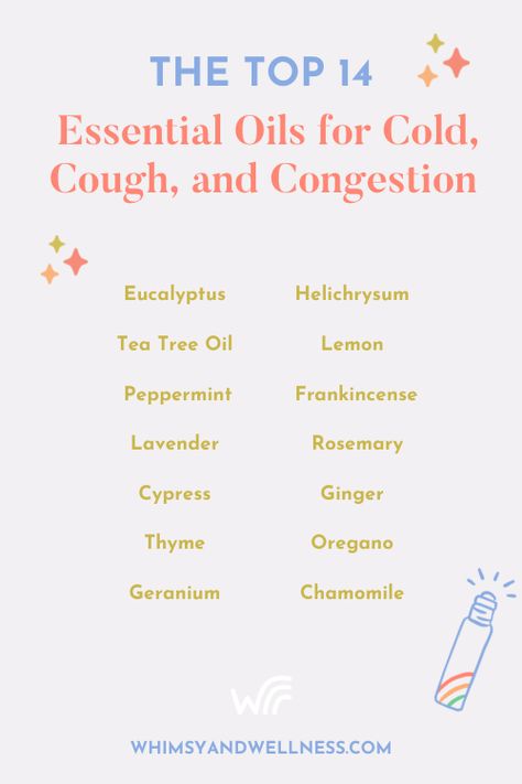 10 Essential Oil Diffuser Recipes for Cough, Congestion, Colds/Flu (+PDF chart you can print) - Whimsy + Wellness Diffuser Recipes For Cough, Congestion Diffuser Blend, Essential Oils For Cold, Oil For Cough, Remedy For Sinus Congestion, Mucus Relief, Essential Oils For Congestion, Essential Oils For Cough, Sinus Congestion Relief