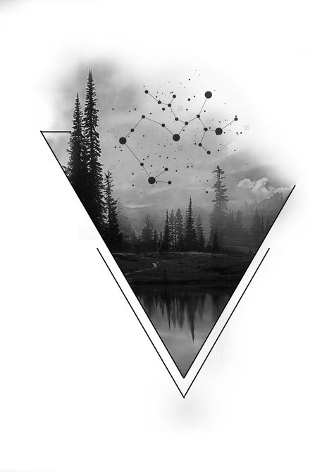 Forest Tattoo Design Drawing, Tattoo Landscape, No Tattoos, Scenery Tattoo, Forearm Band Tattoos, New Tattoo Designs, Geometric Nature, Landscape Tattoo, Forest Tattoos