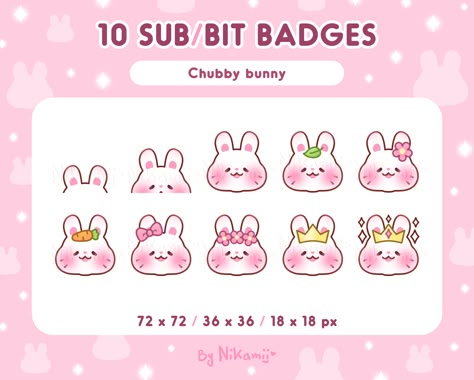 Sub Badges For Twitch, Twitch Badges Free, Custom Twitch Emotes, Pixel Twitch Badges, Bunny Twitch Emotes, Cute Easy Drawings, Submarine, Easy Drawings, Digital Drawing