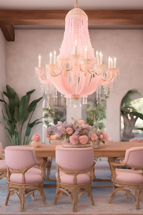 Girly Dining Room, Pink Dining Room, Pink Dining Rooms, Cozy Baby Room, Luxury Mansion, Pink Furniture, Mansions Luxury, Pretty Room, Beautiful Spaces