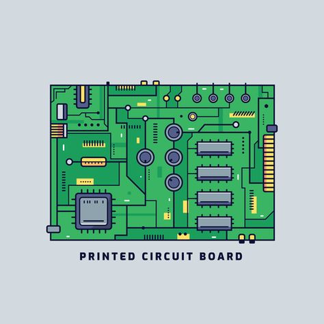 Vector de placa de circuito impreso Circuit Board Logo, Electronics Poster, Computer Circuit Board, Physics Projects, Computer Jobs, Circuit Board Design, Engineering Humor, Business Stationary, Kitchen Design Color