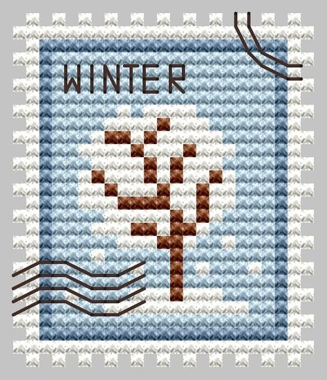 Winter Postage Stamp cross stitch chart designed by Kate Spiridonova.  ATTENTION! Fabric and threads are not included! Cross stitch charts are intended for personal use only and can't be distributed any way. Cross Stitch Patterns Free Printable Charts, Stamp Cross Stitch, Sweater Ornaments, Stitching Ideas, 2023 Year, Stitch Sweater, Printable Chart, Mini Cross, Mini Cross Stitch