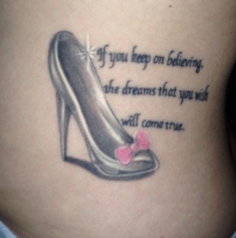 Cinderella Tattoo 💙👑👠 #cinderella #disneytattoo #cinderellatattoo #glassslipper Glass Slipper Tattoo Cinderella, Cinderella Glass Slipper Tattoo, Cinderella Shoe Tattoo, Glass Slipper Tattoo, Disney Tattoos Cinderella, Cinderella Tattoo Ideas, Cinderella Tattoos, Tiny Disney Tattoo, Cinderella Tattoo