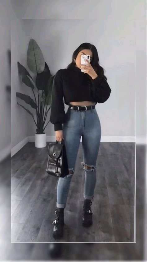 Best Jeans For Women, Outfit Jeans, Causual Outfits, Teenager Outfits, Edgy Outfits, Teen Fashion Outfits, Winter Fashion Outfits, College Outfits, Looks Vintage