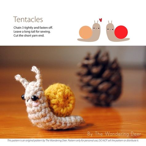 Free pattern: The snail It all started with a walk in the nature. We gathered some leaves and sticks and when we went home Catherine (my… | Instagram Small Crochet Gifts, Crochet Snail, Graph Crochet, Crochet Jumper, Deer Pattern, Crochet Design Pattern, Crafty Kids, Halloween Crochet, The Nature