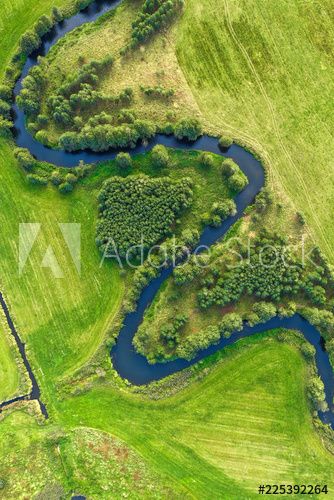 Winding River, Punch Embroidery, Green Field, Birds Eye View, Birds Eye, Top View, Aerial View, Adobe Stock, Golf Courses