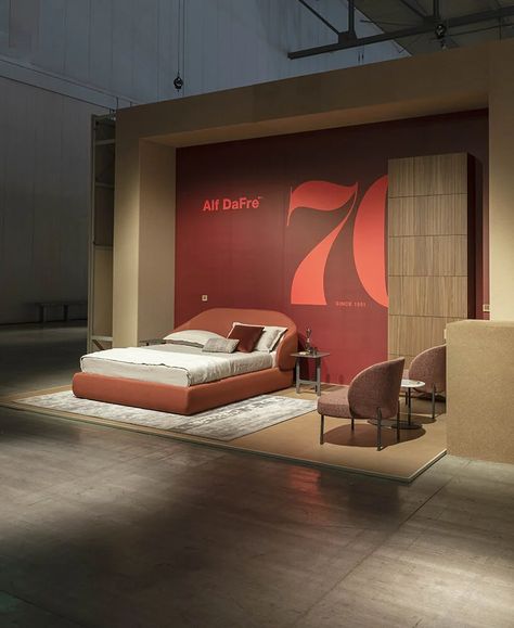 Bed Showroom, Bed Display, Design Bed, Padded Headboard, Milan Design, Display Furniture, 70th Anniversary, Bedding Stores, Milan Design Week