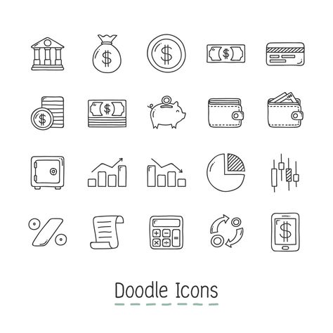 Accounting Quotes Inspiration, Model Icon, Finance Icons, Creating A Bullet Journal, Money Icons, Notebook Cover Design, Gold Card, Hand Drawn Icons, Doodle Icon