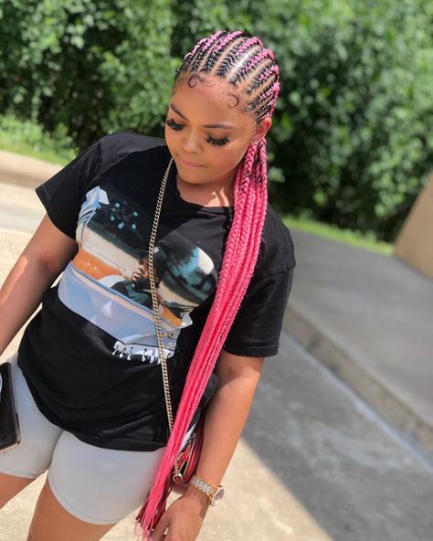 1,477 Likes, 18 Comments - Jamie (@braidsbyjamie_) on Instagram: “PINK FEED IN MINIS 🥰 💕 I’m really feeling this look what y’all think ? 🤔#houstonfeedinbraids…” Colored Feed In Braids Cornrows, Color Feed In Braids, Pink Stitch Braids, Locs Hairstyles Braids, Hair Dude, Latest Braids, Special Hairstyles, Cornrows Braids For Black Women, Weave Hairstyles Braided