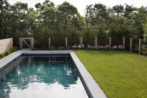 Dune Garden, Traditional Backyard, Unique Fence Ideas, Bluestone Walkway, Yard Renovation, Backyard Pool Ideas, Pool Inspiration, Cape Cod Vacation, Pool Enclosures