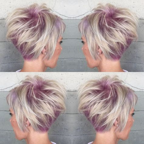 Pastel Pixie Stacked Hairstyles, Pastel Pixie, Short Blonde Pixie, Stacked Haircuts, Chic Short Haircuts, Sassy Haircuts, Layered Bob Hairstyles, Bob Hairstyles For Fine Hair, Short Hair Balayage