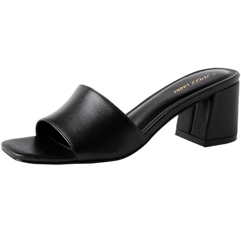 PIZZ ANNU Women's Square Open Toe Heels Sandals Low Block Chunky Heeled Sandal Slip on Mules Comfortable Casual Dress Pumps S Sandals Outfit Casual Sandals Outfit Casual, Summer Wardrobe Essentials, Sandals Outfit, Open Toe Heels, Low Heel Sandals, Square Toe Heels, Chunky Heels Sandals, Slip On Mules, Heeled Sandal