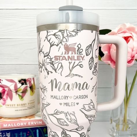 Mom Stanley Cup, Disney Engraved Tumbler, Stanley Cup Wrap, Stanley Cup Engraving Ideas, Tumbler Engraving Ideas, Grandma Tumbler Ideas, Engraved Stanley Cups, Mama Tumbler Cups, Stanley Cup Designs