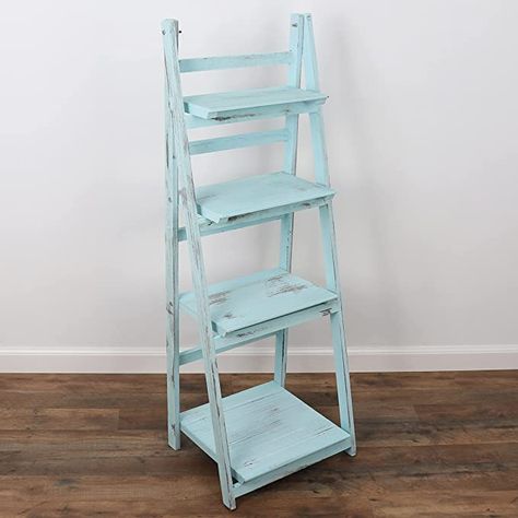 Amazon.com: Milltown Merchants Ladder Shelf - Wooden Ladder Bookshelf - Leaning Bookshelf - Rustic Bookcase - Folding Bookcase (Distressed White Ladder Shelf) : Home & Kitchen White Ladder Shelf, Bookcases Ideas, Eclectic Sofas, Shabby Chic Bookcase, Succulents Art, Leaning Bookshelf, Farmhouse Bookshelf, Traditional Bookcases, Wooden Ladder Shelf