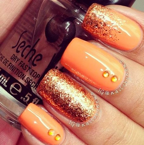 245 Likes, 2 Comments - Seche Nails (@sechenails) on Instagram: “Use #SecheVite to keep your nails sparkling, glittering and shining at all times like @nailsbynemo!…” Atum Nails, Orange Nail Designs, Style Nails, Nail Techniques, Diva Nails, Fall Nail Art Designs, Nail Candy, Nails Only, Orange Nails