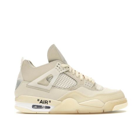 Off-white X Wmns Air Jordan 4 Sp 'sail', Jordan 4 Beige, Jordan Retro 4 Off White, Tenis Jordan Retro, Jordan 4 Retro Off White, Sneaker Collaboration, How To Wear Jordans, Jordan 4 Off White, Jordan 1 Mids