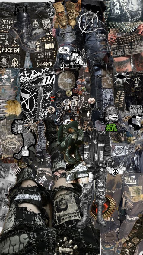 #crustpunk some inspiration 4 new pants im making #myfirstshuffle Crust Punk Pants, Crust Pants, 2000s Look, Pretty Punk, Alternative Boy, Punk Boy, Patch Pants, Punk Culture, Punk Looks