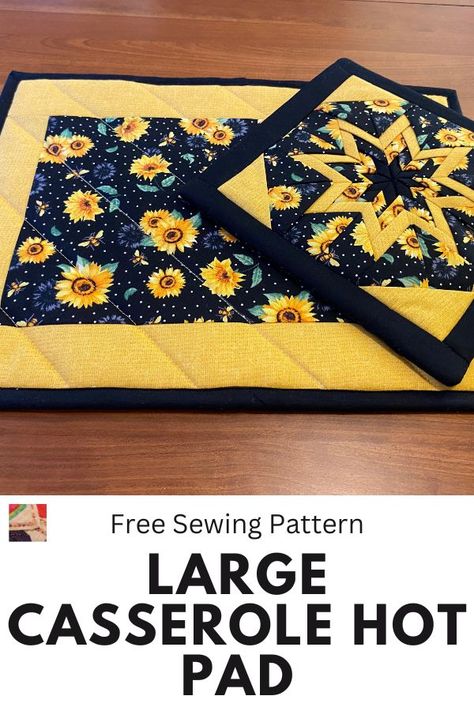 With this free sewing tutorial, learn how to sew large hot pads, big enough for casserole dishes! Its super simple and function. Large Hot Pads, Hot Pads Diy, Casserole Hot Pad, Hot Pads Tutorial, Diy Sewing Gifts, Cheap Christmas Gifts, Sewing Tutorials Free, Beginner Sewing Projects Easy, Small Sewing Projects