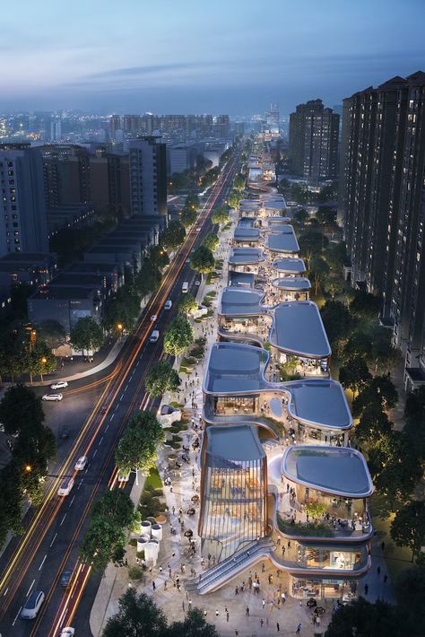 Leisure-led Development winner: Chengdu Hyperlane by Aedas World Architecture Festival, Retail Architecture, مركز ثقافي, Eco City, Urban Landscape Design, Mall Design, Retail Park, Architecture Building Design, Landscape And Urbanism