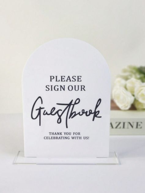 White-sign Guest Book  Collar  PMMA   Embellished   Home Decor Wedding Guest Book Signs, Guest Book Sign Wedding, Pick A Glass Wedding Sign, Wedding Clear Sign, Sign For Gift Table, Guest Book Wedding, Small Acrylic Wedding Signs, Wedding Signs For Reception, Wedding Welcome Sign With Qr Code