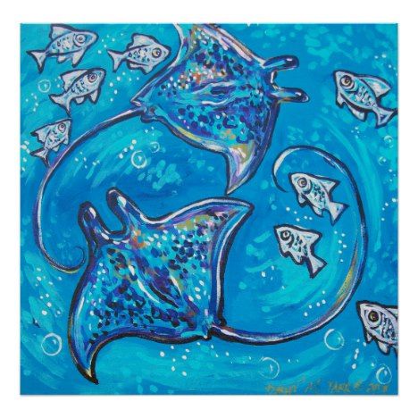 Stingray Poster, Sea Murals, Sea Life Painting, Fun Chalk Art, Chalk Pastel Art, Birthday Painting, Nz Art, Watercolor Fish, Beautiful Sea Creatures