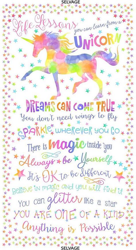 Baby Nursery Girl, Unicorn Quilt, Quilt Crafts, Unicorn Fabric, Unicorn Quotes, Unicorn Life, White Panel, Photo Processing, Life Lesson