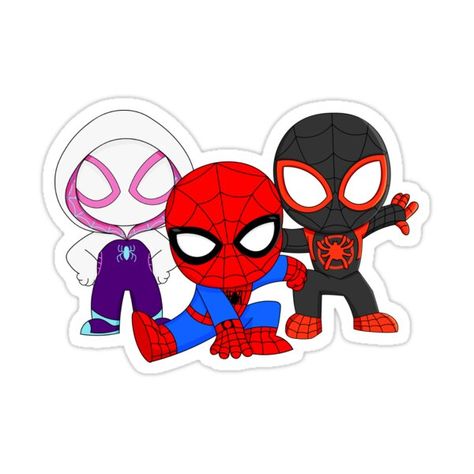 Decorate laptops, Hydro Flasks, cars and more with removable kiss-cut, vinyl decal stickers. Glossy, matte, and transparent options in various sizes. Super durable and water-resistant. Cute spiders friends Spider Man And Friends, Spiderman Trio, Kawaii Spider Drawing, Spider Cute Art, Spider Cartoon Drawing, Friends Stickers, Spider And His Amazing Friends, Spiderman Stickers Printable, Ghost Spider Cartoon