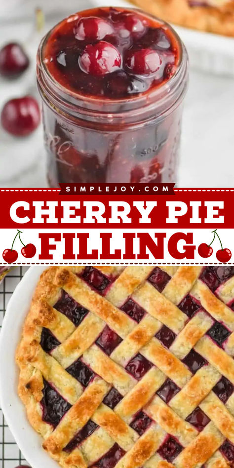 This Cherry Pie Filling recipe is a keeper! It is so simple to make and will become a family treasure. Diy Cherry Pie Filling, Home Made Cherry Pie Filling Recipe, Cherry Enchiladas, Cherry Tomato Pie, Cherry Pie Filling Recipe, Homemade Cherry Pie Filling, Cherry Pie Filling Recipes, Cherry Pies, Homemade Cherry Pies