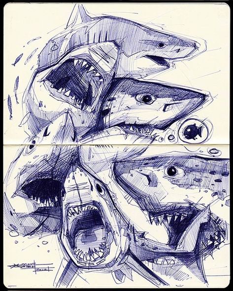 Fish Inspired Architecture, Shark Reference, Pencil Drawing Ideas, Shark Illustration, Shark Drawing, Pencil Drawings Of Animals, Shark Art, Blue Shark, Arte Sketchbook