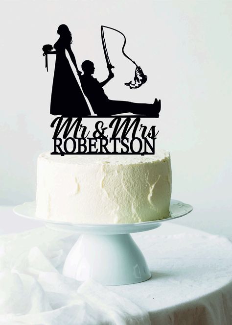 Fisherman Cake Topper, Fisherman Cake, Fishing Cake Topper, Life Milestones, Fishing Cake, Dawn Marie, Funny Cake Toppers, Classic Weddings, Silhouette Cake Topper