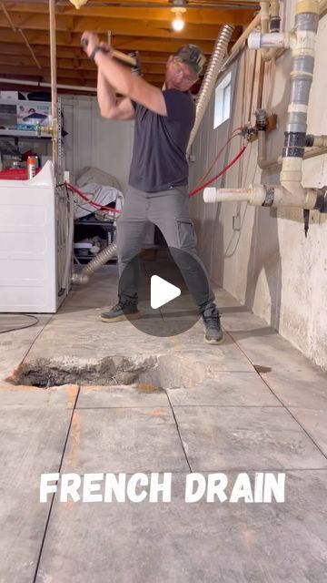 Mykhaylo Panchishak on Instagram: "Adding a FRENCH DRAIN in the basement! So much water!  #remodel #construction #homerenovation #realestate #design #entrepreneur #interiordesign #renovation #homedecor #tools #diy #carpentry #work #asmr #designer #homemade #engineering #houserenovation #homemakeoveronabudget #diyrenovation" Diy French Drain, Table Remodel, Diy Carpentry, Water Issues, French Drain, Water Table, Diy Renovation, High Water, The Basement