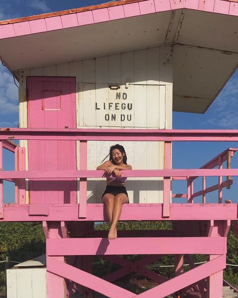 summer, beach, lifeguard, pink, sand, blue sky, lifeguard tower, pink aesthetic, travel, instagram, florida, captions, summer, warm Florida Pink Aesthetic, Pink Aesthetic Travel, Lifeguard Aesthetic, Beach Lifeguard Aesthetic, Lifeguard Tower Drawing, Lifeguard Aesthetic Beach, Ocean Therapy, Cute Pink Outfits, Miami Beach Lifeguard Tower