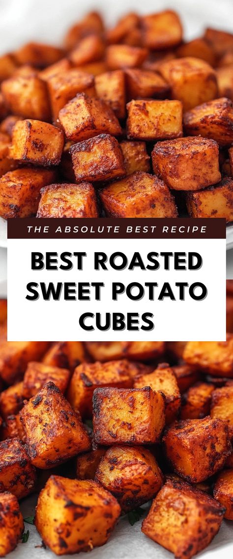 Image for Best Roasted Sweet Potato Cubes Airfry Sweet Potatoes Cubes, Sweet And Spicy Sweet Potatoes, Sweet Potato Cubes In Oven, Sweet Potato Cubes Recipes, Sweet Potato On Blackstone, Sweet Potato Chunks Baked, Baked Stuffed Sweet Potato, Sweet Potato Squares, Cubed Sweet Potatoes Baked