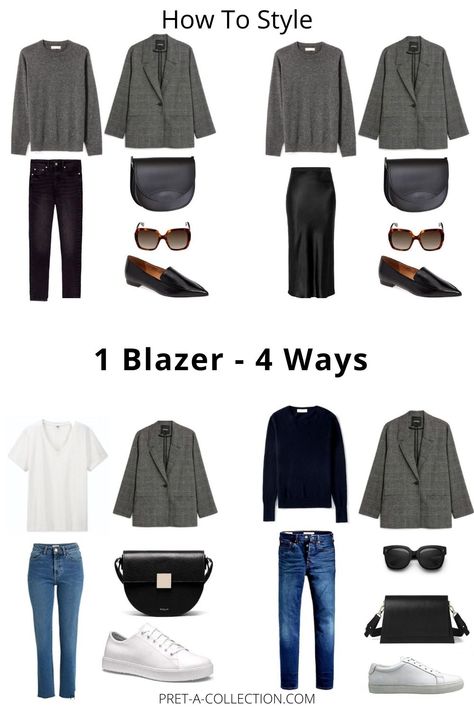 Over 40 Capsule Wardrobe, Style A Blazer, Capsule Wardrobe Women, Quarter Moon, Classic Capsule Wardrobe, Fashion Basics, Capsule Wardrobe Outfits, Business Outfits Women, Winter Capsule