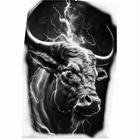 Realistic Bull Tattoo Design, Bull Tattoo Design, Ox Tattoo, Bull Drawing, Blitz Tattoo, Portrait Tattoo Sleeve, Buffalo Tattoo, Bull Artwork, Bull Tattoo