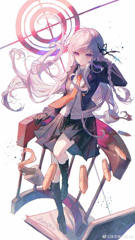 캐릭터 드로잉, Anime Artwork, An Anime, White Hair, Girl Drawing, Fantasy Character Design, Pretty Art, 그림 그리기, Danganronpa