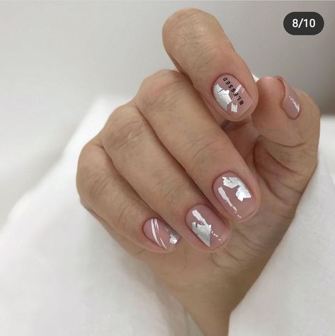 Silver Foil, White Nails, Beauty Nails, Penny, Manicure, Nail Designs, Nail Art, Nails, Silver