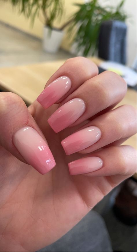 Baby Pink Nails, Baddie Nails, Nails Manicure, Pink Ombre, Square Nails, Ombre Nails, Nails Ideas, Nail Tech, Pink Nails