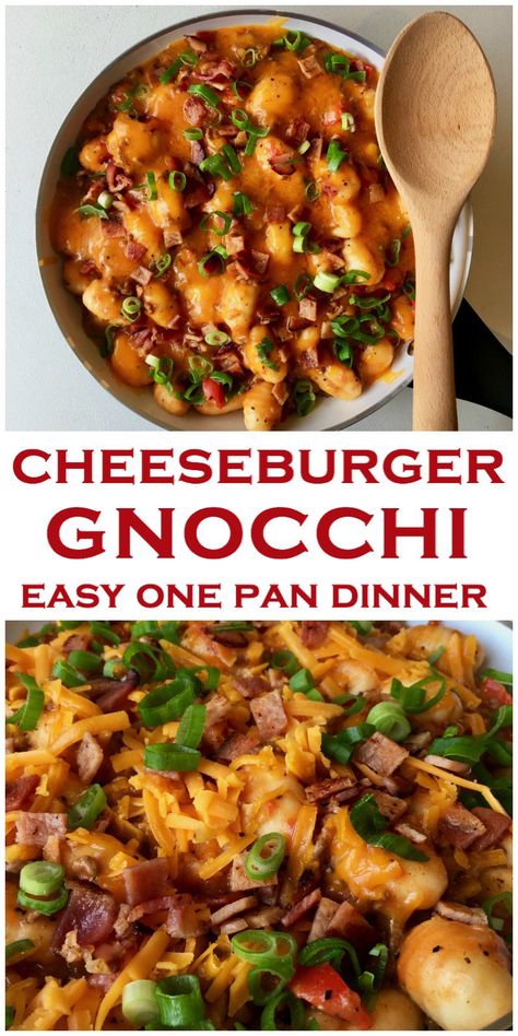 Cheeseburger Gnocchi, Gnocchi Easy, Easy Gnocchi, Gnocchi Recipes Easy, Resep Pasta, Gnocchi Recipe, Potato Dumplings, One Pot Meal, Gnocchi Recipes