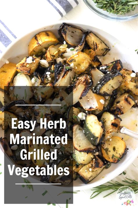 Herb marinated bbq vegetables are so simple and easy to make but have amazing flavor. Whether you use a grilling basket or make vegetable kebabs, these grilled vegetables will be a huge hit at your next barbecue cookout. Vegetables make a great barbecue side dish! Grilled marinated vegetables are the perfect low carb and keto side dish! Easy Grilled Vegetables, Best Grilled Vegetables, Vegetarian Grilling, Slender Kitchen, Healthy Grilling, Grilled Zucchini, Summer Side Dishes, Grilled Veggies, Grilled Corn