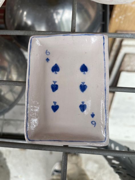 Ceramic Playing Cards, Ton Diy, Color Me Mine, Ace Card, Clay Sculptures, Ceramic Tray, Ceramics Ideas, Ceramic Ideas, Painting Inspo