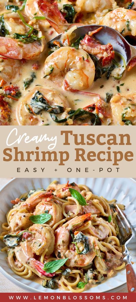 Shrimp Ricotta Recipes, Shrimp With Ravioli, Crab And Spinach Pasta, Shrimp Florentine Pasta, Shrimp Slow Cooker Recipes, Shrimp Tuscan Pasta, One Pot Shrimp Recipes, Tuscan Prawns, Tuscan Shrimp And Spinach