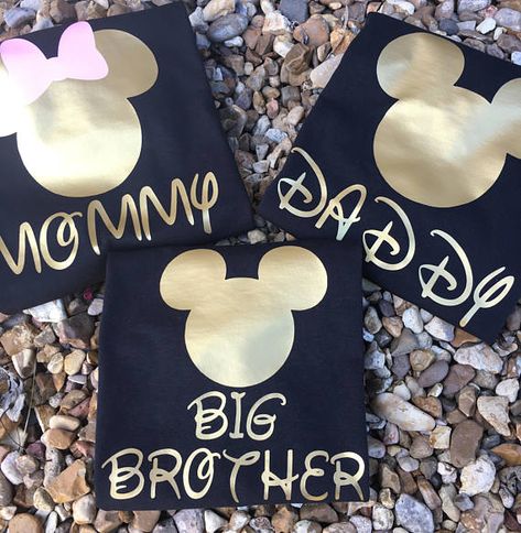 Matching family shirts are always fun ~ these shirts are perfect for Disney vacations, birthday parties, photos and other events ~ shirts are made using a black unisex tee and heat transfer vinyl in gold and pink ~ other colors are available please message me and we can discuss Minnie And Mickey Birthday Party, Minnie Mouse Birthday Theme, Minnie Mouse Party Decorations, Minnie Mouse Theme Party, Minnie Mouse Birthday Party Decorations, Minnie Mouse First Birthday, Disney Birthday Shirt, Minnie Mouse Birthday Decorations, Mickey Mouse 1st Birthday