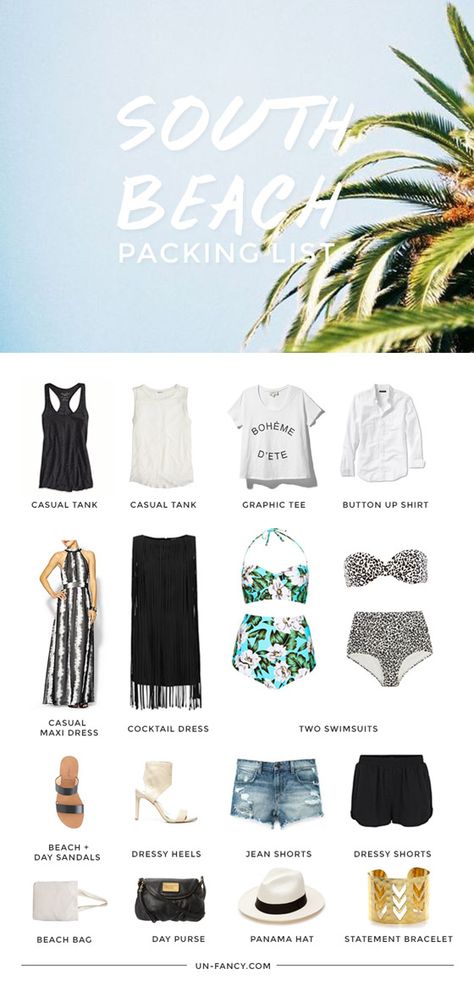 what to pack for a week at the beach Miami Packing List, Minimalist Moda, Miami Vacation, Beach Packing, Packing Guide, Packing List For Vacation, Vacation Packing, Miami Fashion, Beach Fashion