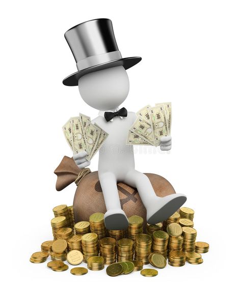 3D white people. Rich man. With banknotes sitting on a sack of money. White back , #affiliate, #man, #banknotes, #Rich, #white, #people #ad 3d People White, Rich Illustration, White 3d People, Sack Of Money, Man With Money, People With Money, 3d White People, Money People, 3d People