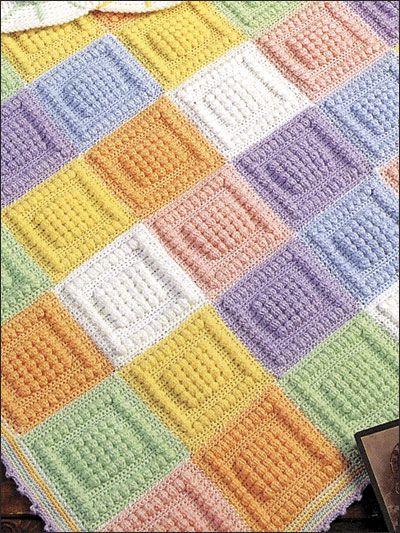 Bubble Squares - I like this baby afghan really different Bobble Stitch Crochet, شال كروشيه, Crocheted Blanket, Crochet Afgans, Mode Crochet, Crochet Blanket Afghan, Baby Afghan Crochet, Haken Baby, Manta Crochet