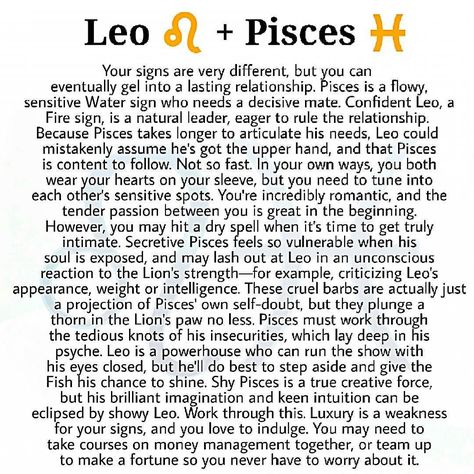 Pisces Leo Relationship, Leo And Pisces Love, Pisces Leo, Leo And Pieces, Leo Man And Pisces Woman, Pisces X Leo, Leo Pisces Tattoo Combined, Pieces And Leo, Leo Man Pisces Woman