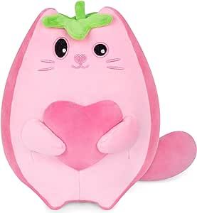 Leokawin Cat Stuffed Animal Strawberry Cat Plush, 8" Kawaii Strawberry Cat Plush Toys, Cute Plush Strawberry Cat Plush Pillow, Pink Cat Plush Doll Gift for Kids Christmas Birthday Stuffed Strawberry, Plush Strawberry, Strawberry Pillow, Strawberry Cat, Cat Stuffed Animal, Kawaii Strawberry, Pink Color Schemes, Cat Plush Toy, Pillow Pink