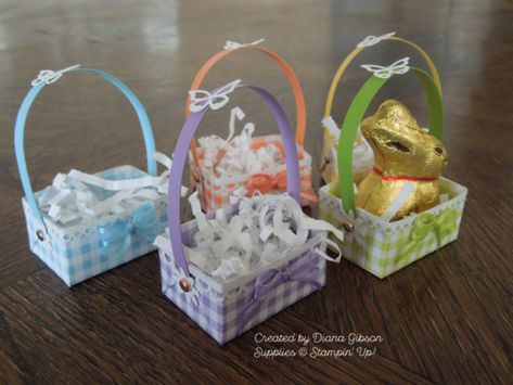 Mini Easter Baskets, Easter Treat Holders, Easter Boxes, Mini Easter Basket, Easter Treat Box, Stampin Up Easter, Easter Spring Crafts, Best Gift Cards, Treat Holders