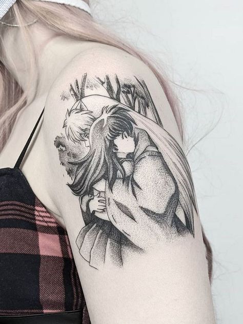 Kagome X Inuyasha, Anime Tattoo Ideas Manga, Inuyasha Tattoo, Anime Tattoo Ideas, Bleach Tattoo, Anime Tattoo, Tatuaje A Color, Dope Tattoos For Women, Aesthetic Tattoo